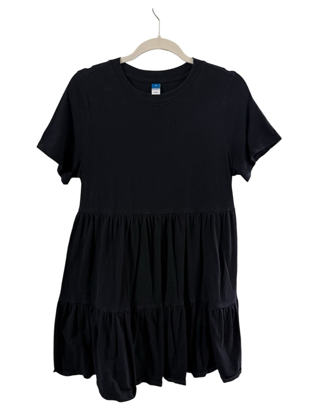 Old Navy Black Tiered Short Sleeve Babydoll Summer Tee Dress Medium